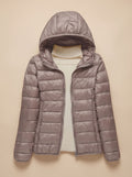 Women's Slim Quilted Puffer Coat Zip Front Hood – Khaki
