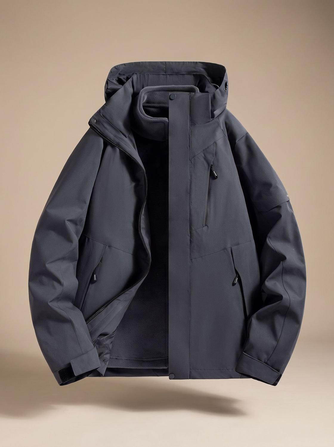 Women's Water-Repellent Fleece Collar Jacket with Drawcord Waist