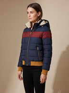 Women's Rainbow Stripe Panel Waterproof Padded Jacket