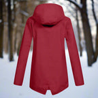 Women's Longline Waterproof Rain Coat with Drawstring Hood