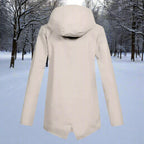 Women's Longline Waterproof Rain Coat with Drawstring Hood
