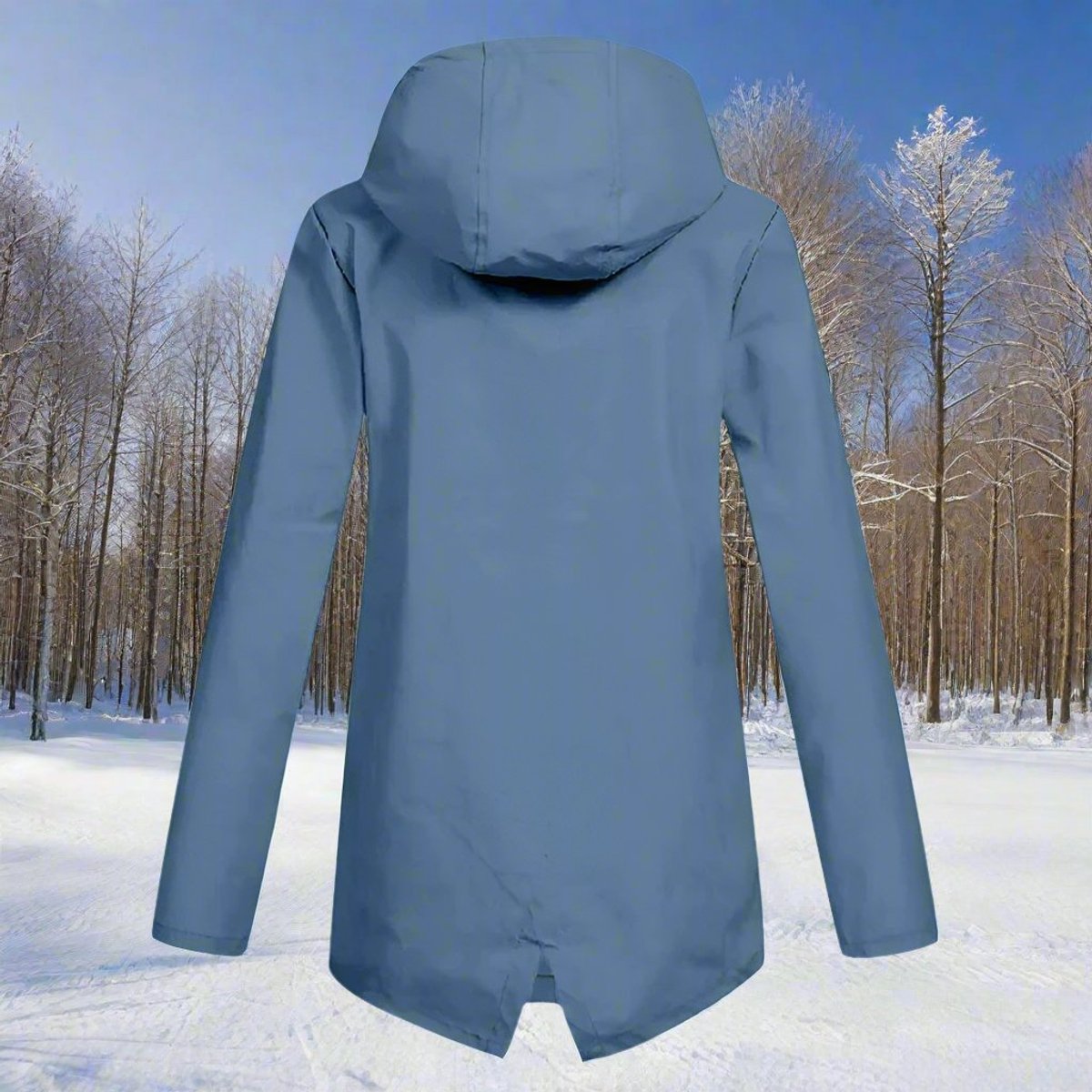 Women's Longline Waterproof Rain Coat with Drawstring Hood