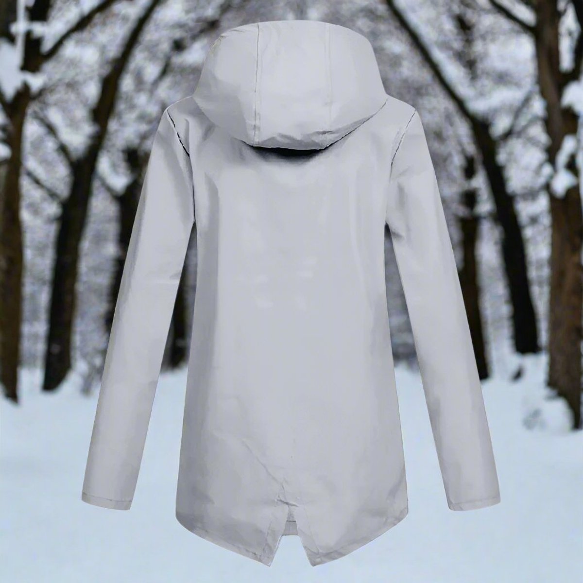 Women's Longline Waterproof Rain Coat with Drawstring Hood