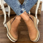 Women's Round Toe Platform Wedge Boots with Side Zip