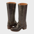 Women's Leather-Lined Knee-High Cowboy Boots with Block Heel