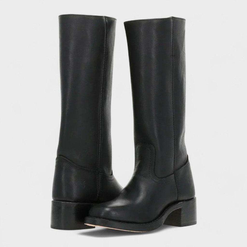 Women's Leather-Lined Knee-High Cowboy Boots with Block Heel