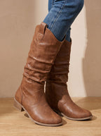 Women's Flat Western Tall Boots with Roomy Calf