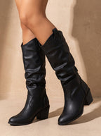 Women's Flat Western Tall Boots with Roomy Calf