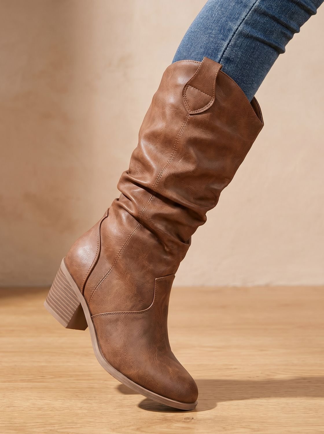 Women's Flat Western Tall Boots with Roomy Calf