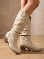 Women's Flat Western Tall Boots with Roomy Calf