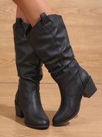 Women's Flat Western Tall Boots with Roomy Calf