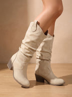 Women's Flat Western Tall Boots with Roomy Calf