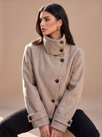 Women's Short Asymmetric Button Wool Blend Coat