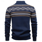 Women's Stand Collar Zip-Up Fair Isle Knit Cardigan
