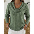 Women's Soft Draped Neck Rib Knit Jumper - Green
