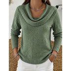 Women's Soft Draped Neck Rib Knit Jumper - Green