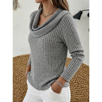 Women's Soft Draped Neck Rib Knit Jumper