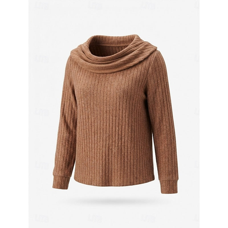 Women's Soft Draped Neck Rib Knit Jumper