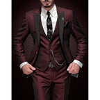 Men's Three-Piece Suit with Fitted Waistcoat